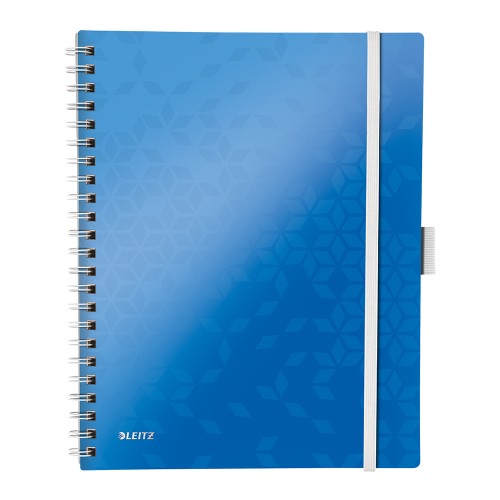 Caiet de birou Leitz WOW Be Mobile, PP, A4, cu spira, matematica, albastru metalizat