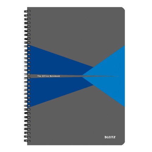 Caiet de birou Leitz Office, PP, A4, cu spira, matematica, albastru