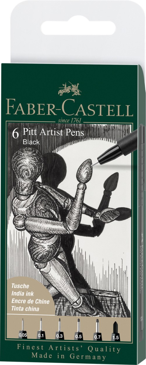 PITT ARTIST PEN SET 6 BUC 0.05, 0.1, 0.3, 0.5, 0.7, 0.15 FABER-CASTELL