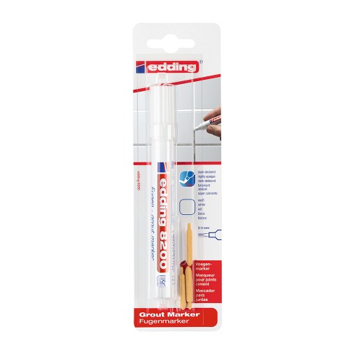 Marker Edding 8200, pentru rosturi, varf rotund 2-4 mm, alb, blister