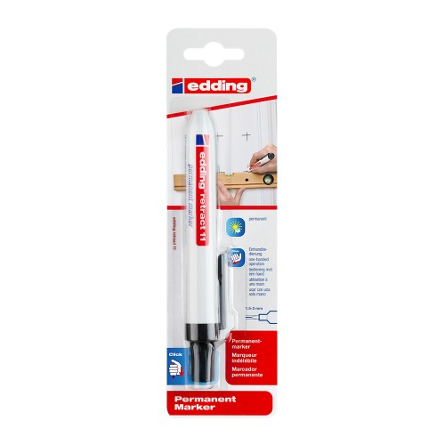Marker permanent Edding 11, retractabil, varf rotund 1.5-3 mm, negru, blister