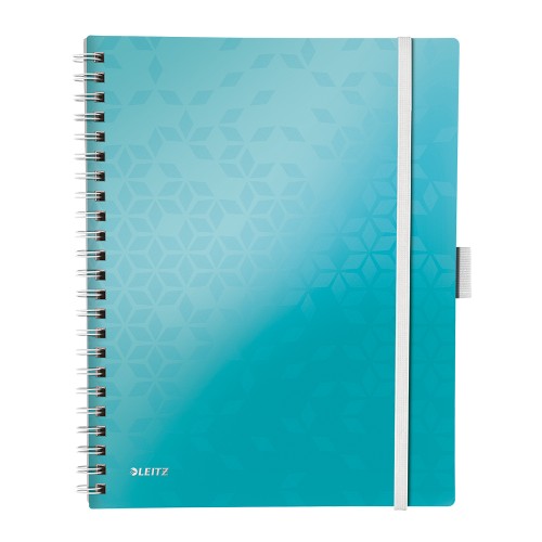 Caiet de birou Leitz WOW Be Mobile, PP, A4, cu spira, matematica, turcoaz metalizat
