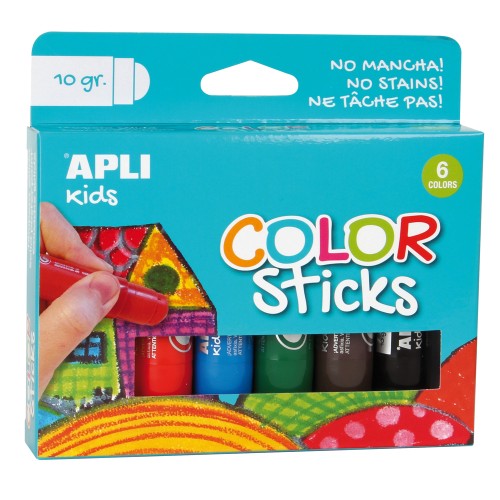 Tempera solida colorata Apli, 10 g, 6 culori asortate