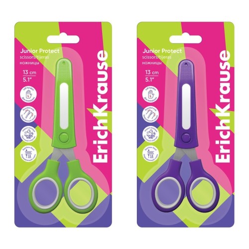 Foarfeca ErichKrause 13 cm junior protect, cu grip, pentru stangaci