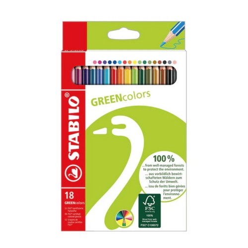 Creioane colorate Stabilo Greencolors, 3 mm, 18 culori