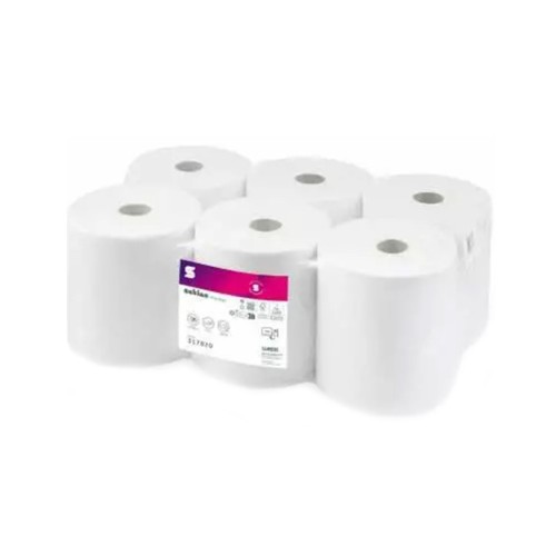 Prosop derulare centrala Satino Prestige, alba,  2 straturi, 150 m/rola, 6 role/bax