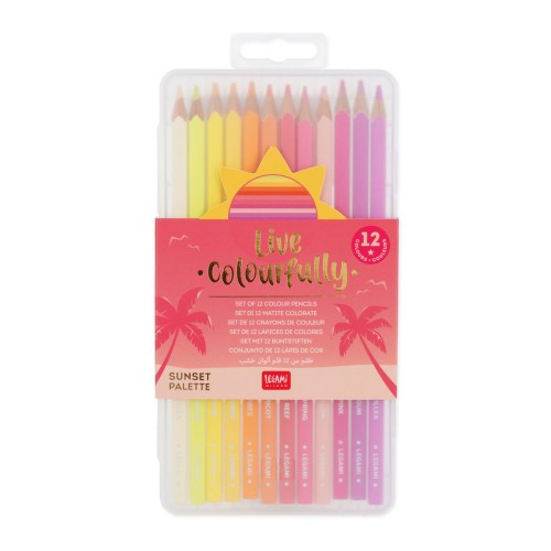 Set 12 creioane de colorat Legami Live colourfully, magenta