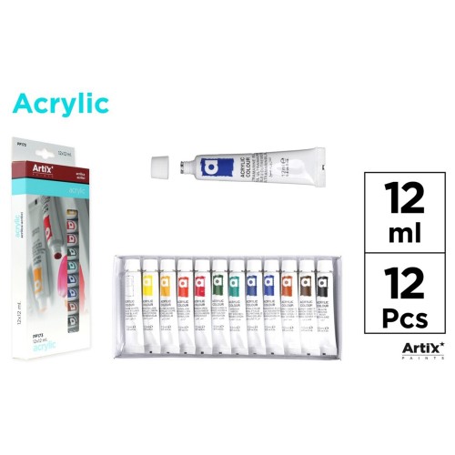 Set 12 tempera acrilica Artix, 12 ml